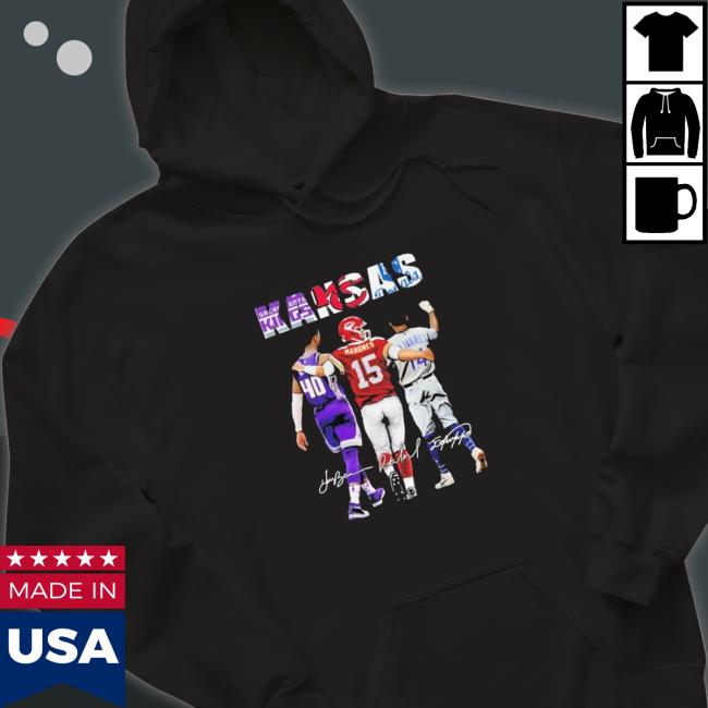 Official Three Teams Players Sacramento Kings Kansas City Chiefs and Kansas Royals signatures 2022 Sweatshirt
