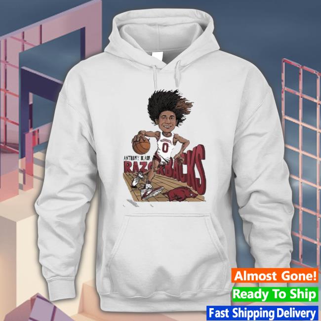 Arkansas Men’s Basketball Anthony Black Caricature T-Shirt Arkansas Men’s Basketball Anthony Black Caricature Hooded Sweatshirt