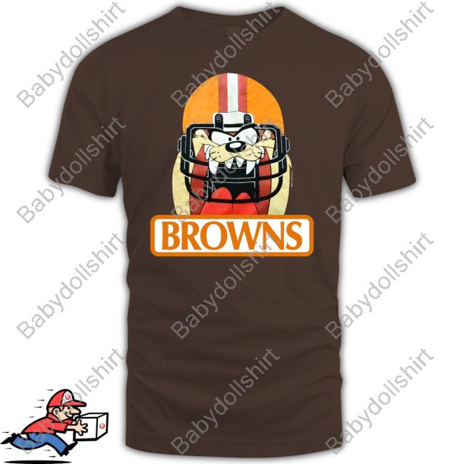 Jake Paul Cleveland Browns T-Shirt Jake Paul Cleveland Browns Tazmanian Taz Devil Helmet T-Shirt