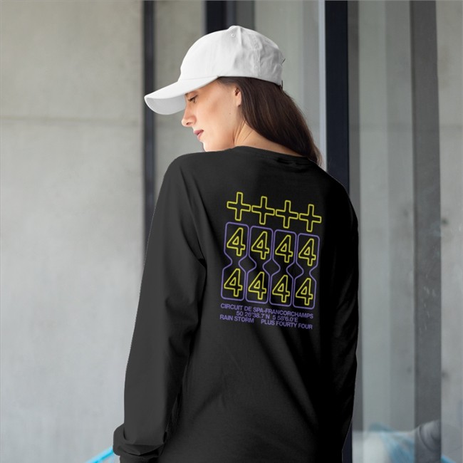 Lewis Hamilton Plus44 Merch +44 Minimal Enginel Circuit De Spa Francorchamps Rain Storm Plus Fourty Four Long Sleeve