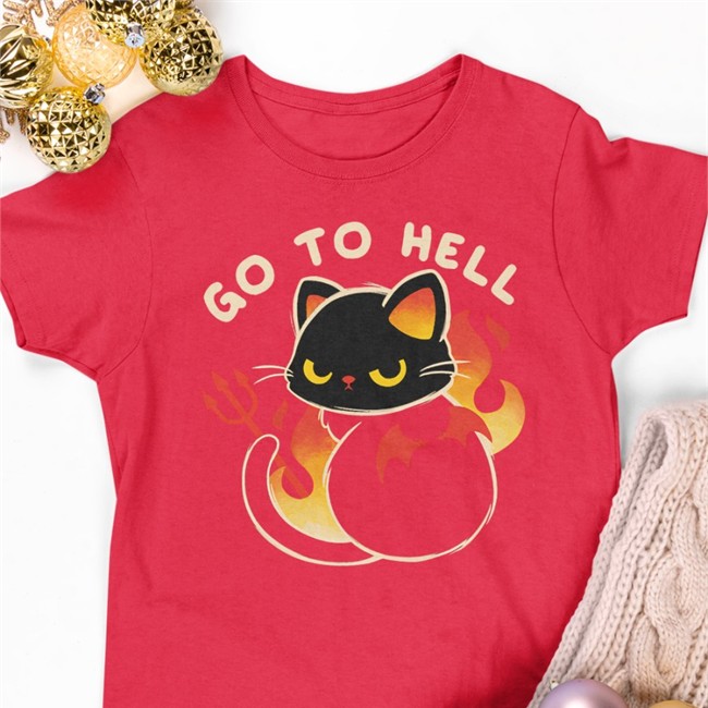 Qwertee Merch Go To Hell Cat Shirts Qwertee