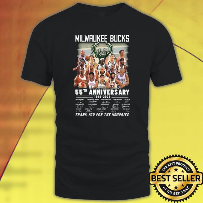 Milwaukee Bucks 55Th Anniversary 1968-2023 Thank You For The Memories Signatures Long Sleeve Shirt