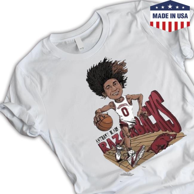 Arkansas Men’s Basketball Anthony Black Caricature T-Shirt Arkansas Men’s Basketball Anthony Black Caricature Hooded Sweatshirt