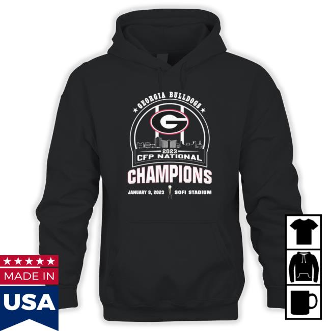 Georgia Bulldogs Skyline 2023 Cfp National Champions Tee Georgia Bulldogs Skyline 2023 Cfp National Champions Sweatshirts